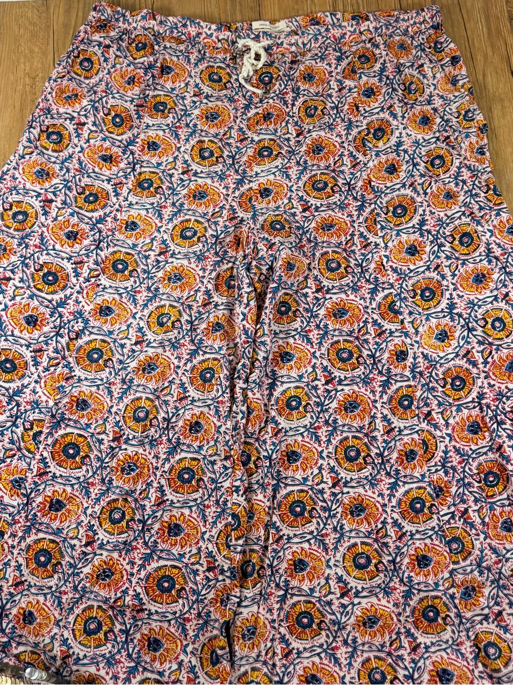 Urban Outfitters Electra Floral Sequin Wide Leg Pants XL Boho Rayon Drawstring